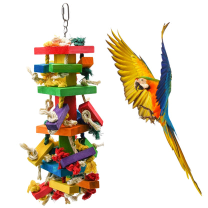 UlePaw Large Parrot Toy Multicolor Wooden Chewing Toy