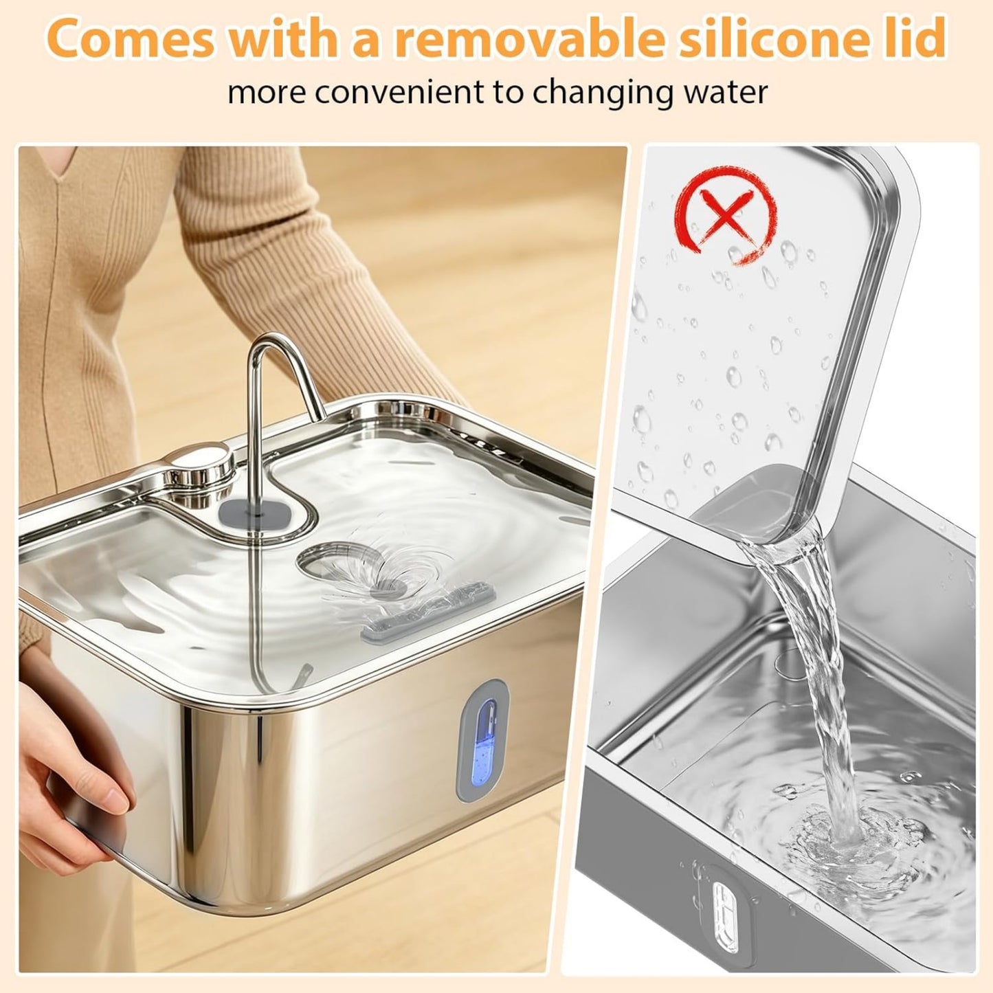 UlePaw 15L Stainless Steel Dog Water Fountain