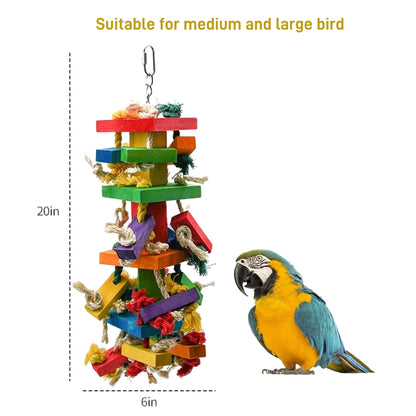 UlePaw Large Parrot Toy Multicolor Wooden Chewing Toy