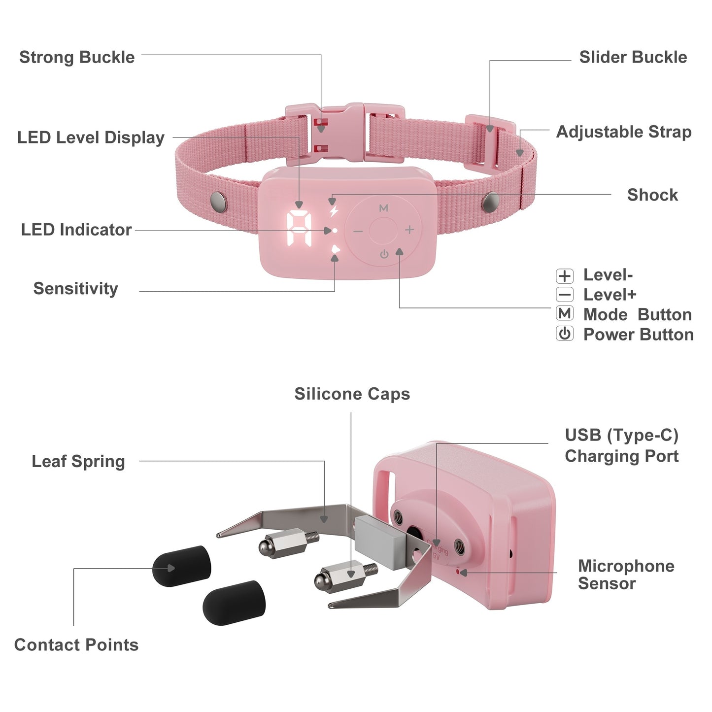 UlePaw Dog Bark Collar 3 Modes Beep Vibration Shock Adjustable Medium Large