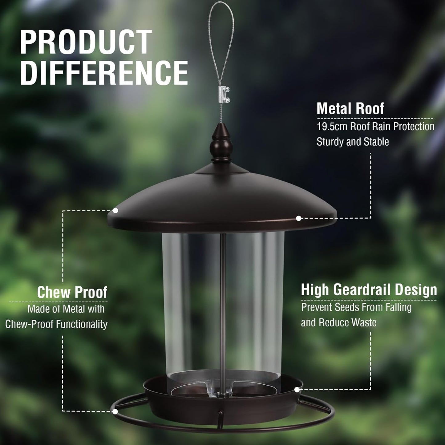 UlePaw Metal Bird Feeder 3LB Hanging Outdoor 360° Weatherproof