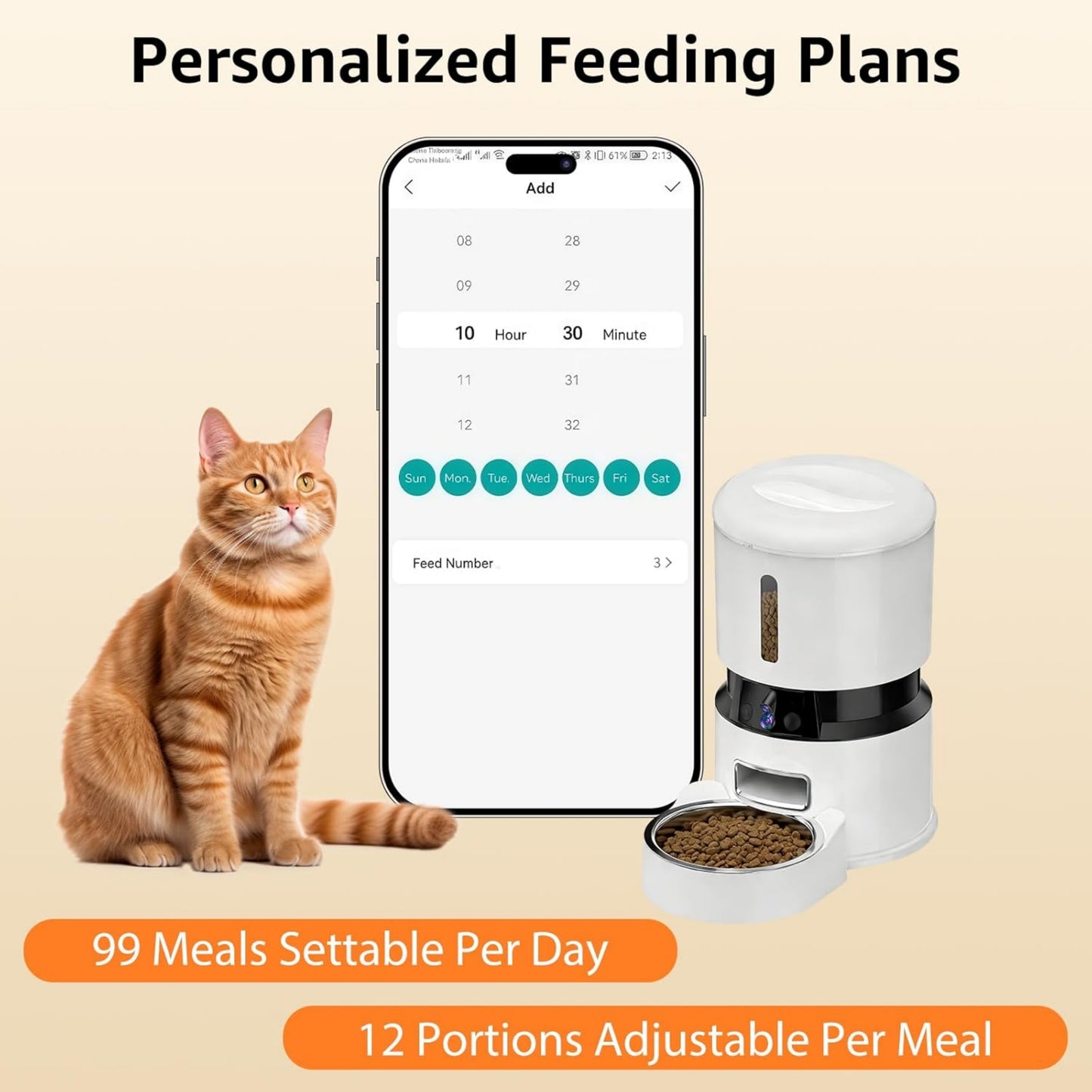 UlePaw Automatic Pet Feeder 4L Dual Camera WiFi for Cats Dogs