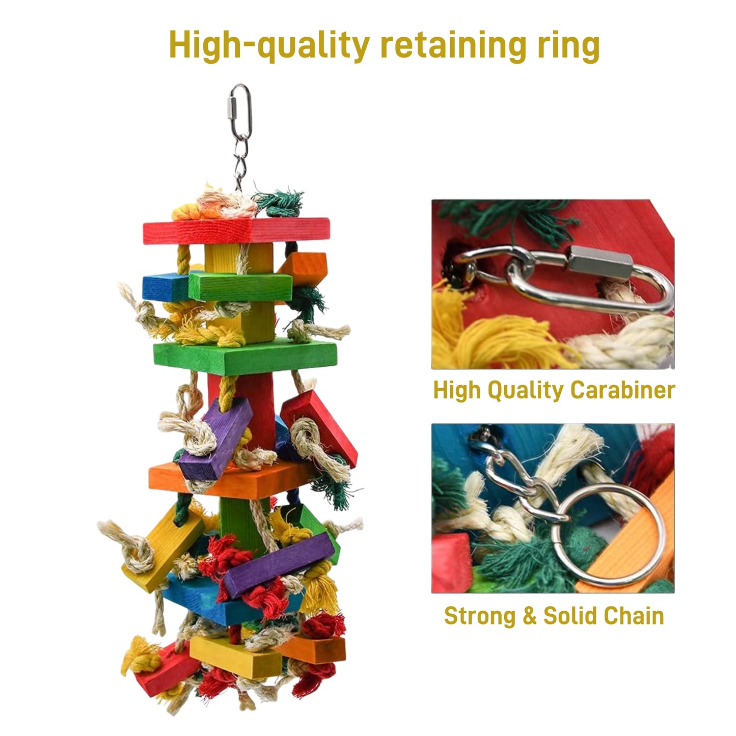 UlePaw Large Parrot Toy Multicolor Wooden Chewing Toy