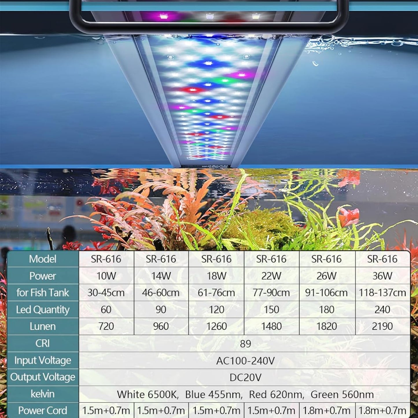 UlePaw LED Aquarium Light 18-24 Inch Full Spectrum with Timer