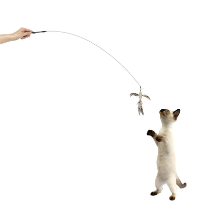 UlePaw Cat Wand Toys with Suction Cup, 8 Feather Refills Bells Interactive