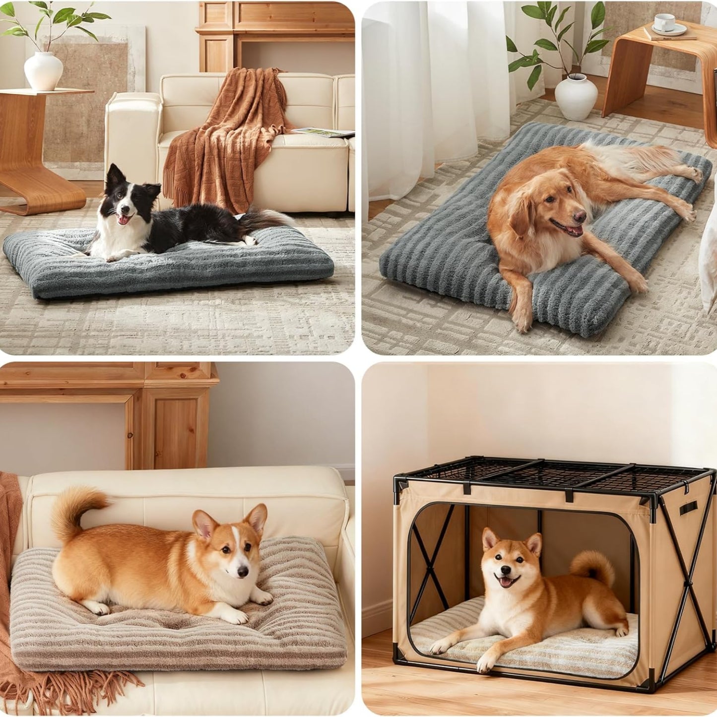 UlePaw Washable Dog Crate Bed Large Fluffy Kennel Pad Anti-Slip
