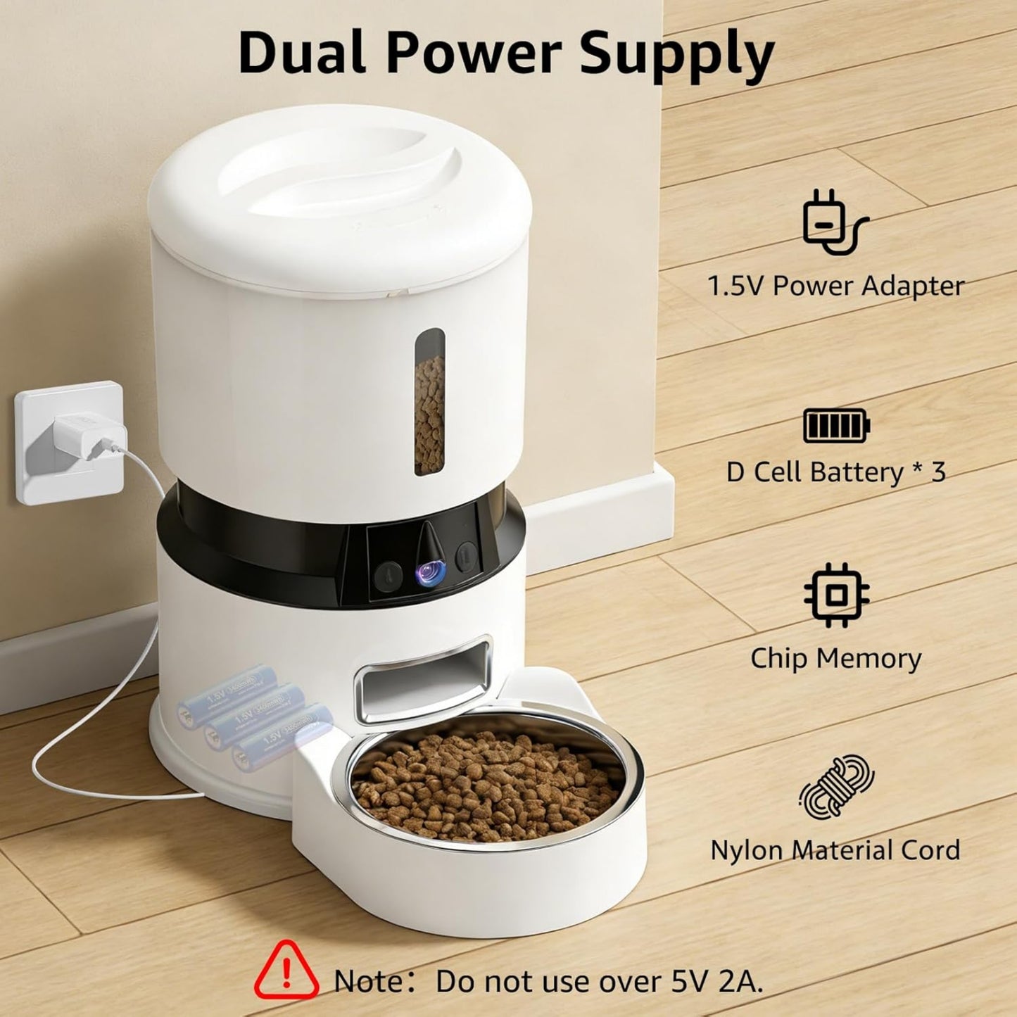 UlePaw Automatic Pet Feeder 4L Dual Camera WiFi for Cats Dogs