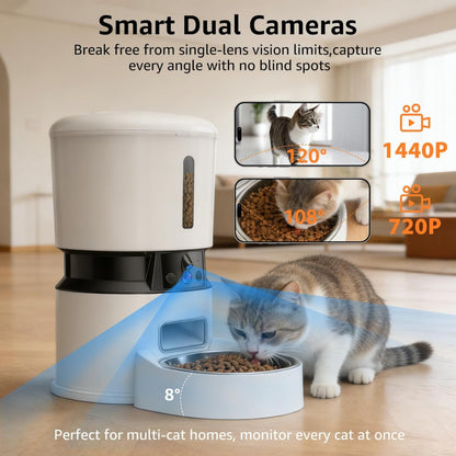 UlePaw Automatic Pet Feeder 4L Dual Camera WiFi for Cats Dogs
