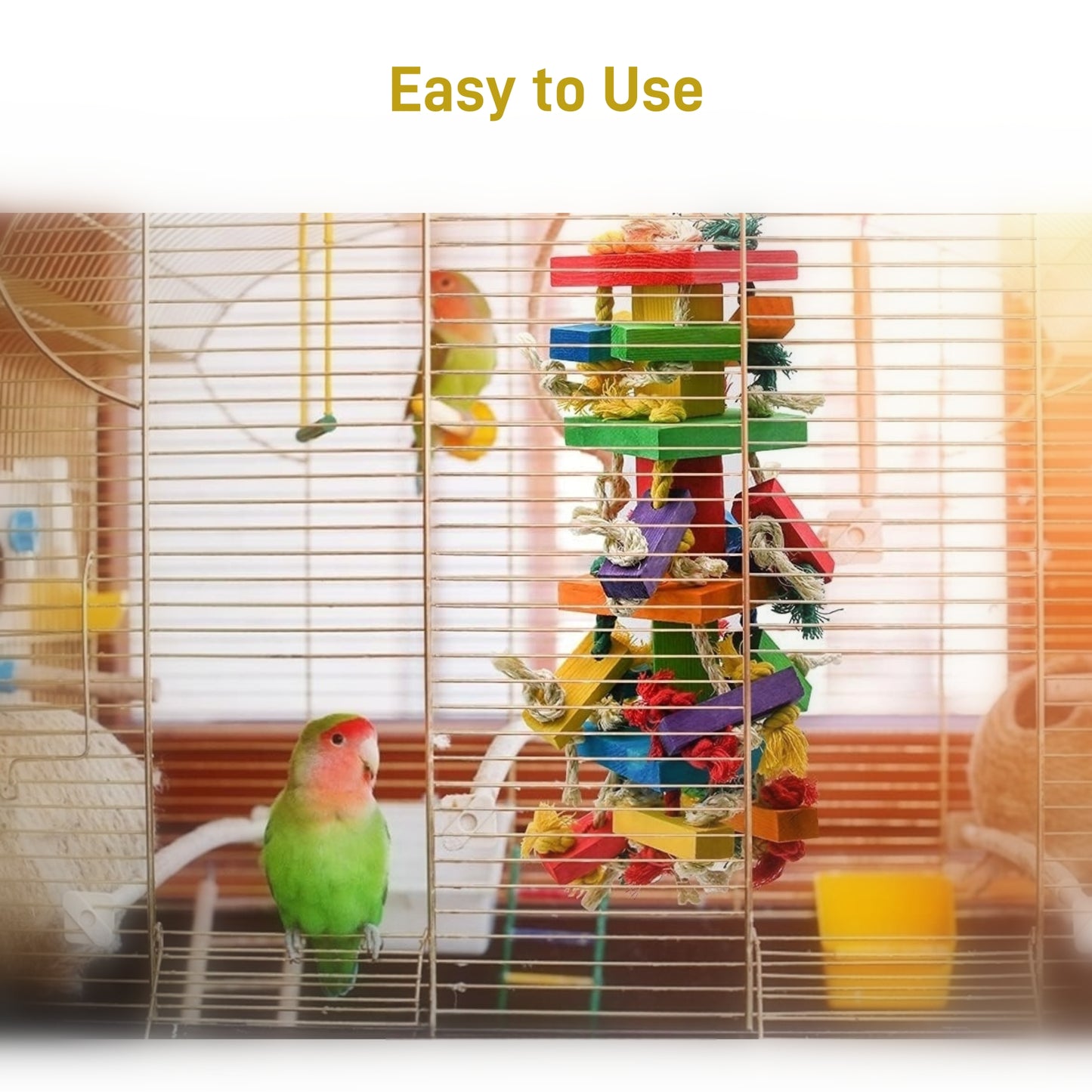 UlePaw Large Parrot Toy Multicolor Wooden Chewing Toy