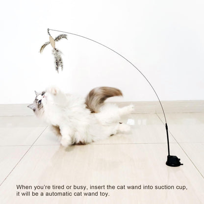 UlePaw Cat Wand Toys with Suction Cup, 8 Feather Refills Bells Interactive