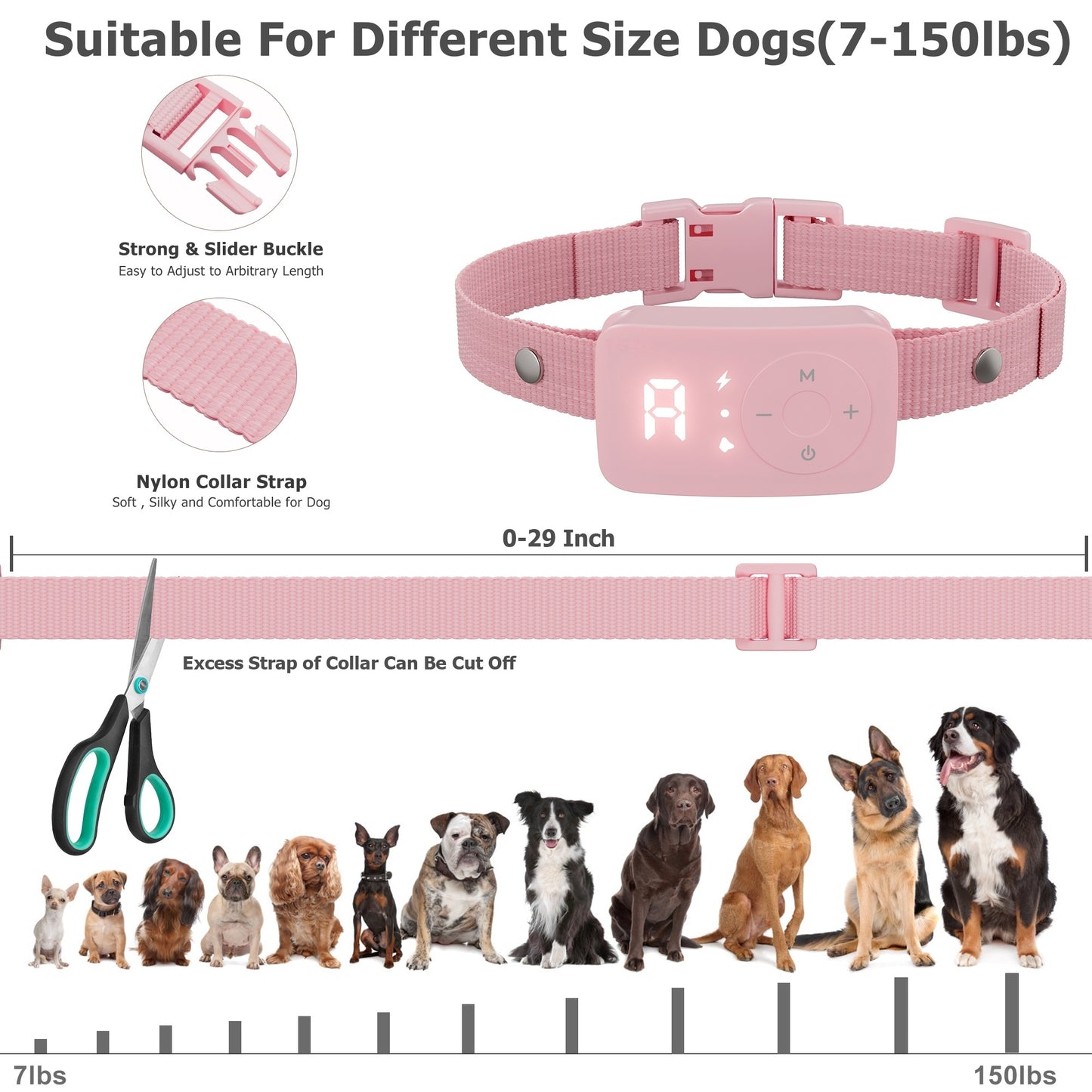 UlePaw Dog Bark Collar 3 Modes Beep Vibration Shock Adjustable Medium Large