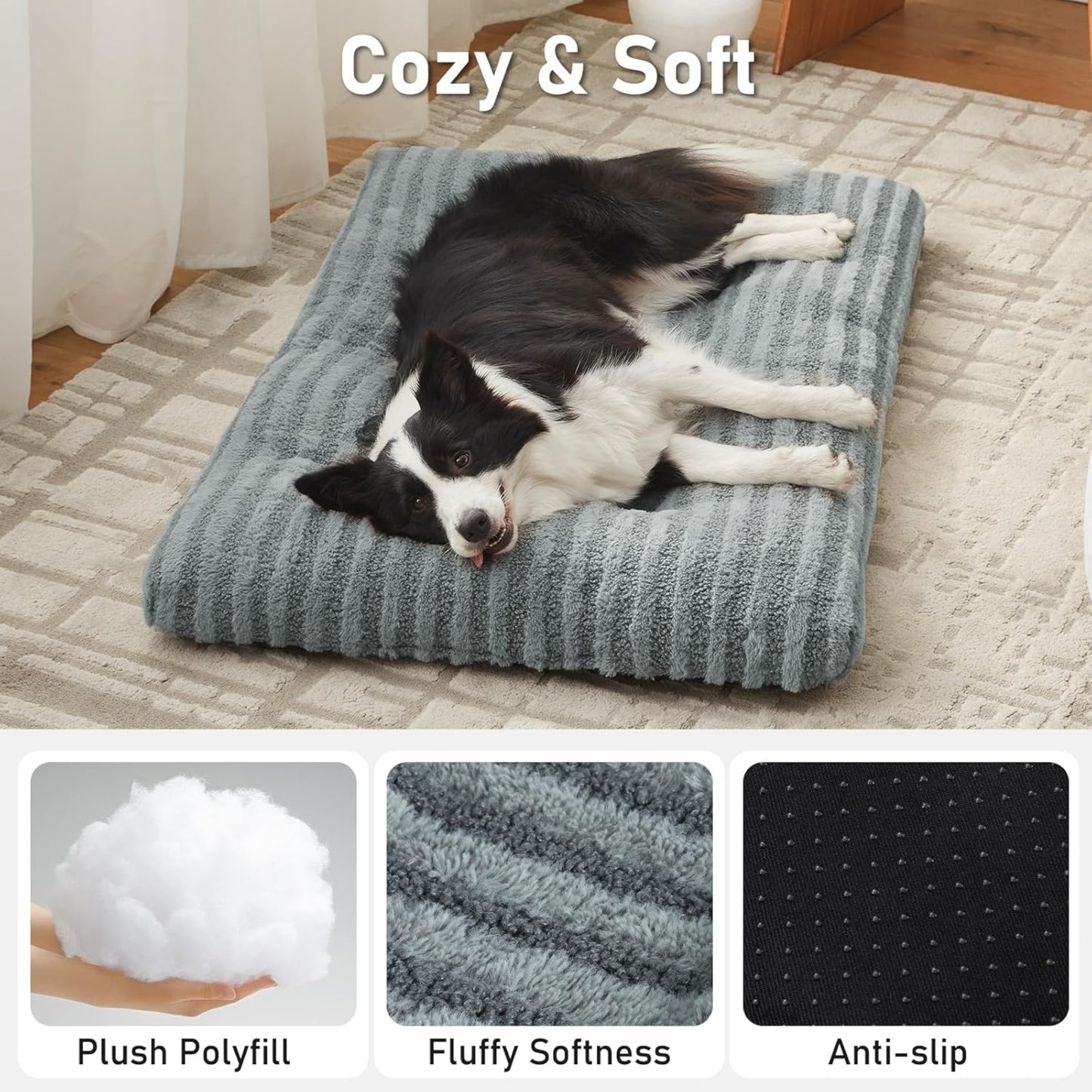 UlePaw Washable Dog Crate Bed Large Fluffy Kennel Pad Anti-Slip