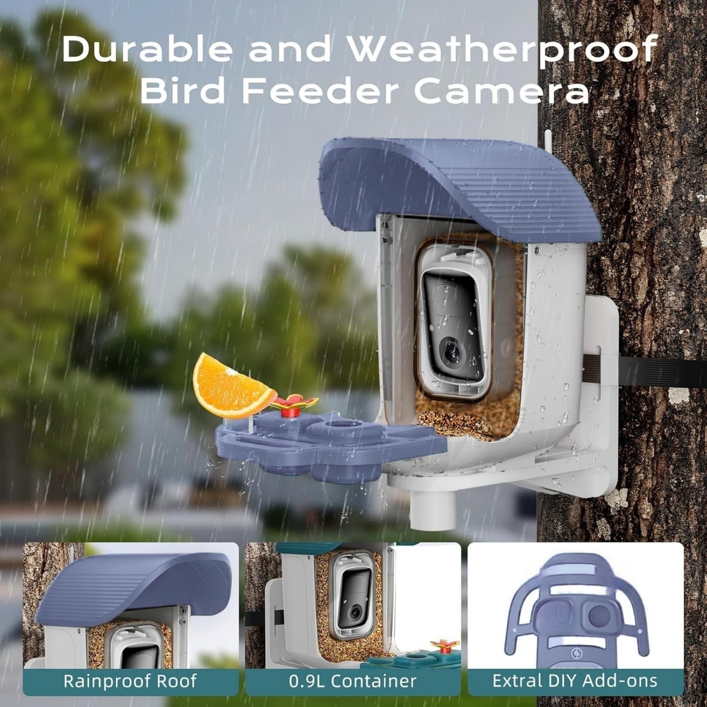 Smart Bird Feeder with Camera, Solar Powered Bird Feeder Camera with AI Bird Identification, 2.5K HD Video Bird House with Camera, Weatherproof Design Ideal Present for Bird Lover