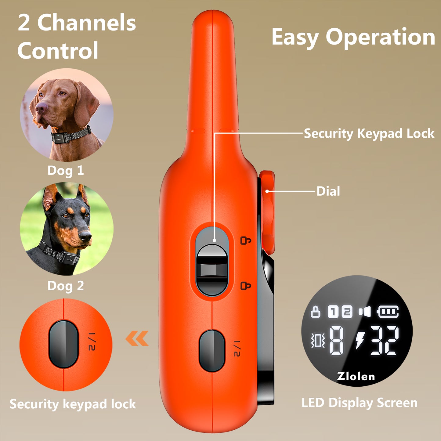 UlePaw Dog Training Collar with Remote IP67 Waterproof Rechargeable 3 Modes