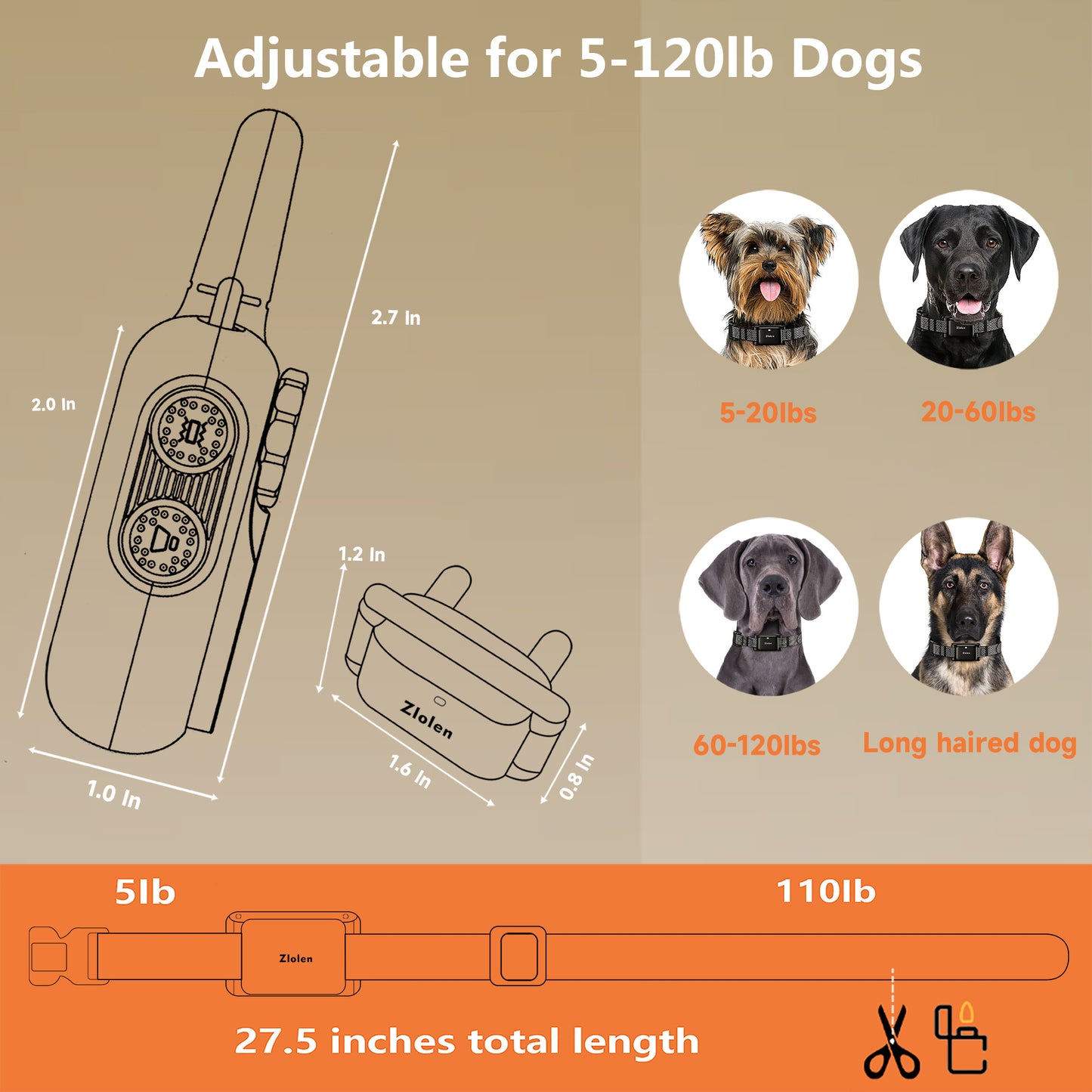 UlePaw Dog Training Collar with Remote IP67 Waterproof Rechargeable 3 Modes